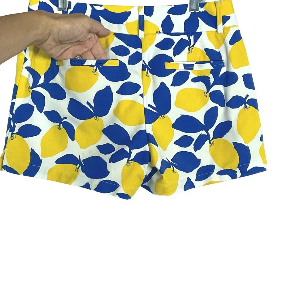 LOFT Riviera Shorts Lemon Print, size 2, cotton/rayon/spandex, Pockets
